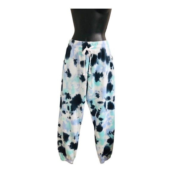 Blue multi tie dye ultra soft relaxed fit jogger pants size‎ large new - Picture 1 of 12